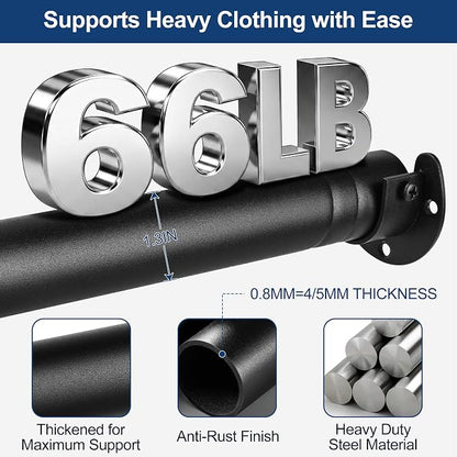 Adjustable Closet Rod for Hanging Clothes, 17-99inch Heavy Duty Metal tension - Image 3