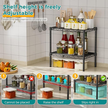 SINGAYE Bookshelf Shelves Bookcase Shelf 2 Tier Wire Shelving Adjustable | - Image 7