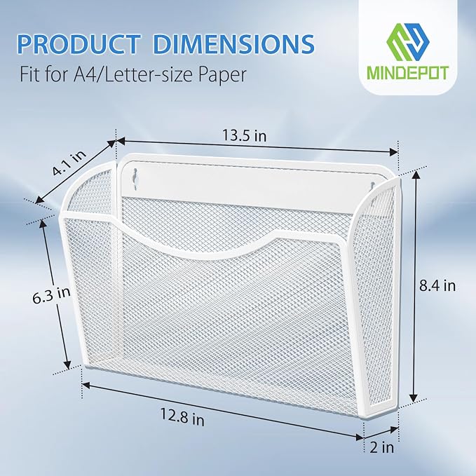 MINDEPOT Wall File Organizer, Hanging Wall File Holder, 3 Pack, Metal Mesh Wall - Image 2