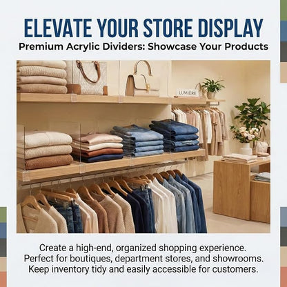 Acrylic Shelf Dividers, 8 Pack Clear Closet Shelf Organizer, Slide-On Vertical - Image 7