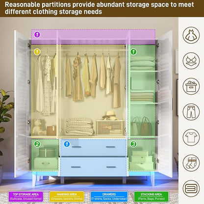 jiteentarou 4 Door Armoire Wardrobe Closet Cabinet - Image 4