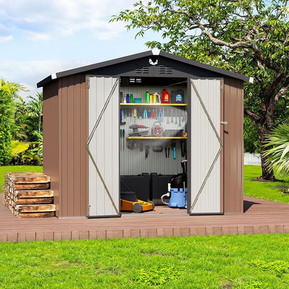Metal Storage Shed, 8x6 Outdoor Storage Building, Large Backyard Garden Shed by Sannwsg