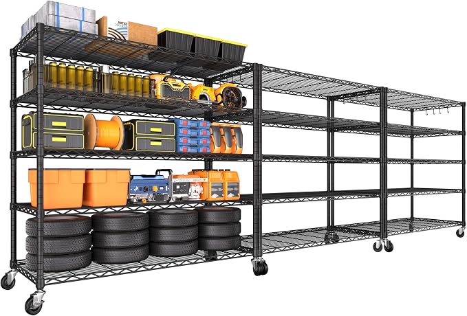 PrimeZone 3 Packs 48" W x 24" D x 81" H Heavy Duty Wire Storage Shelves by PrimeZone