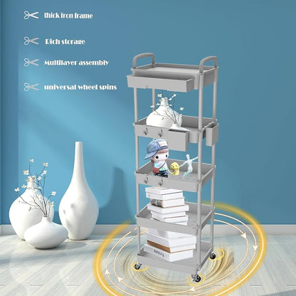 5 Tier Rolling Utility Cart - Image 3