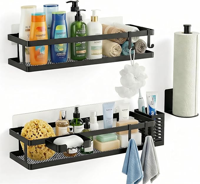 PUSDON 5-in-1 16.5" Extra Long Kitchen Organizer & Shower Caddy Set, Wall Mount - Image 3