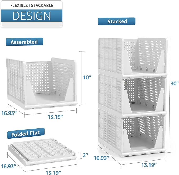 Sorbus 3 Pack Folding Closet Shelf Organizer - Image 6