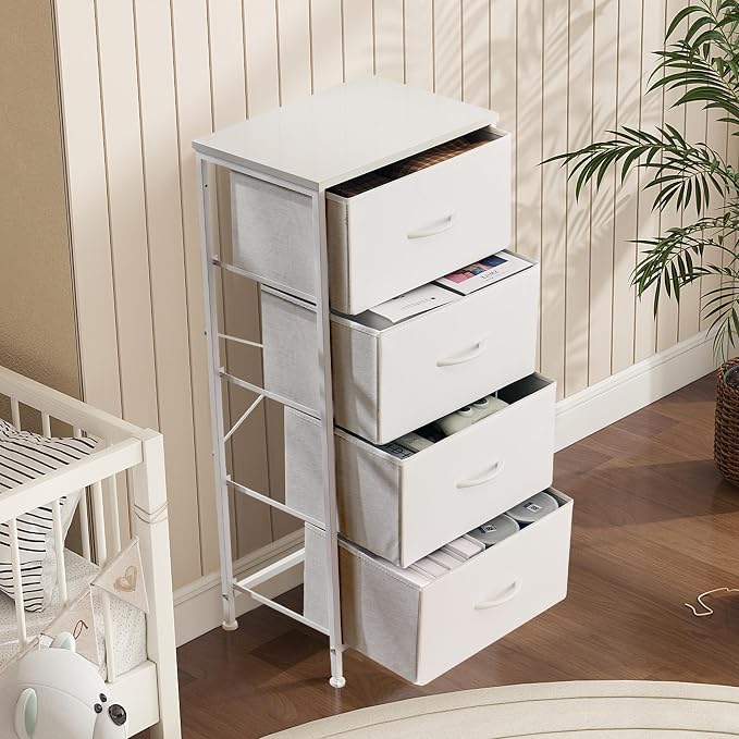 DUMOS Dresser for Bedroom, 4 Storage Drawers Tall Fabric Closet Chests | - Image 2