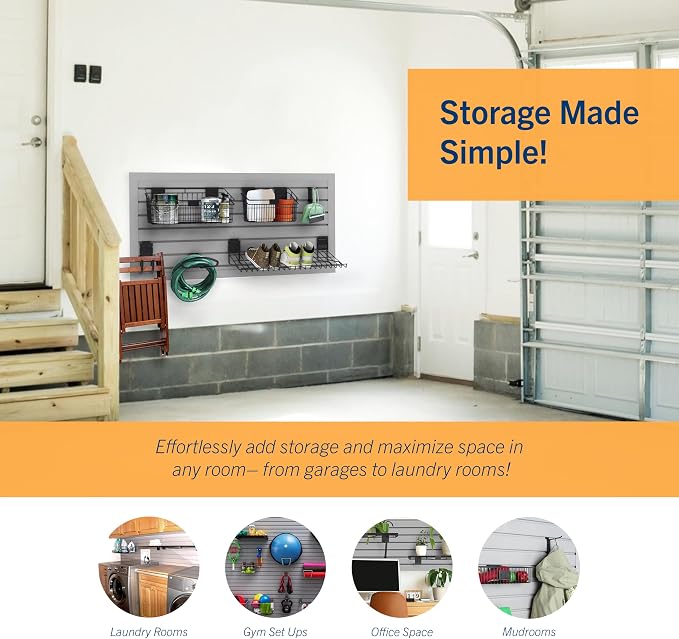 HANDIWALL PVC Slatwall Garage Wall Organizer, 4x2ft Heavy Duty Framed Slatwall - Image 4