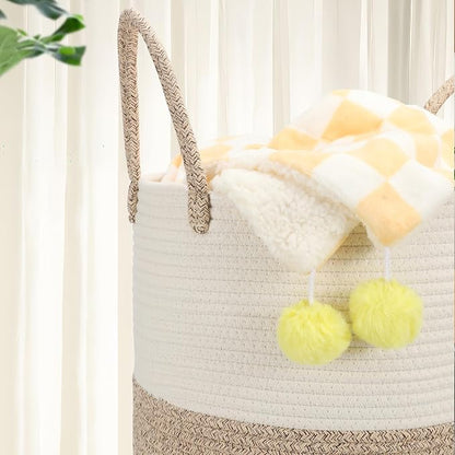 58L Cotton Rope Laundry Basket, Woven Storage Basket - Image 3