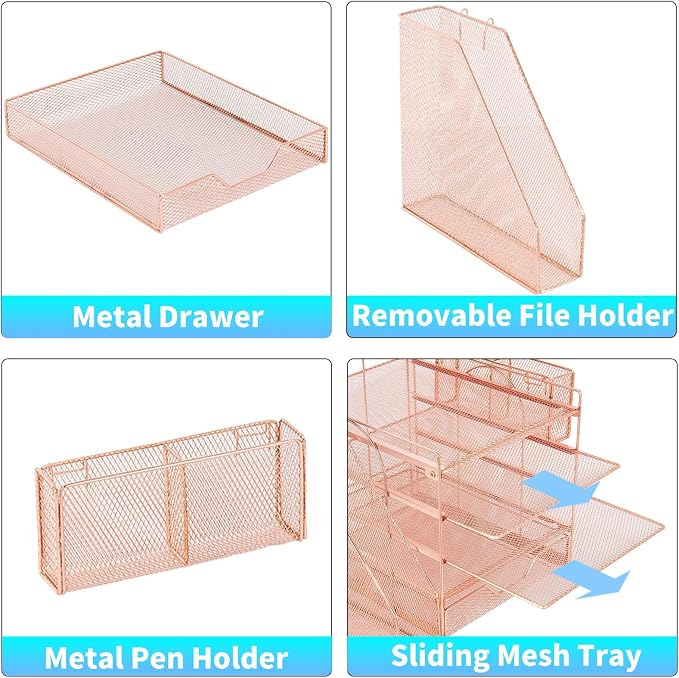 Desk Organizers and Accessories, 5-Tier Paper Letter Tray Organizer - Image 3