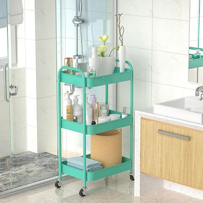 3-Tier Rolling Cart, Metal Utility Storage Carts - Image 4