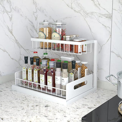 bukfen Under Sink Organizer, Pull Out Cabinet Organizer 2-Tier Slide Out - Image 3
