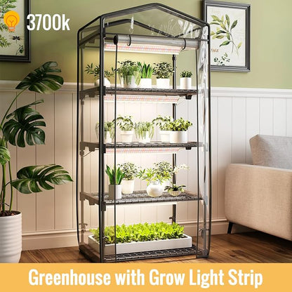 Indoor Greenhouse with Grow Light, 4 Tier, 1.6FT 80W Full Spectrum Grow Light - Image 2