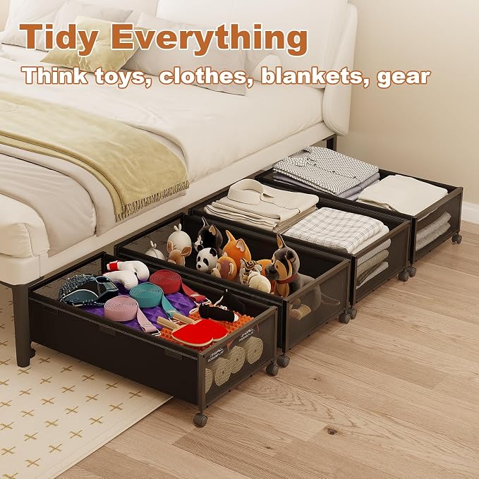 2 Pack Under the Bed Storage Containers, 10 inch Height Under Bed Shoe Storage - Image 6