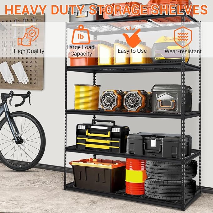 Garage Storage Shelves 5 Tiers, Heavy Duty Storage Shelving Racks - Image 5