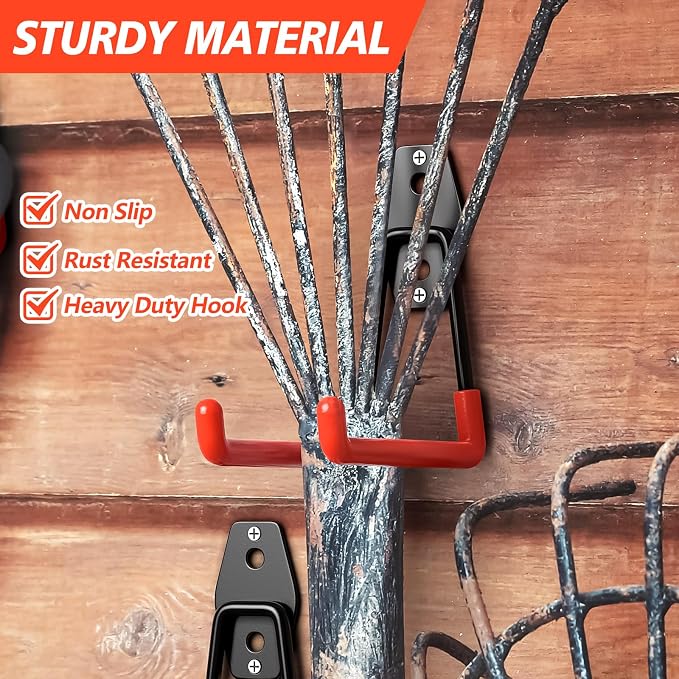 4 Pack Heavy Duty Garage Hooks, Solid Steel Wall Mount Hangers, - Image 4