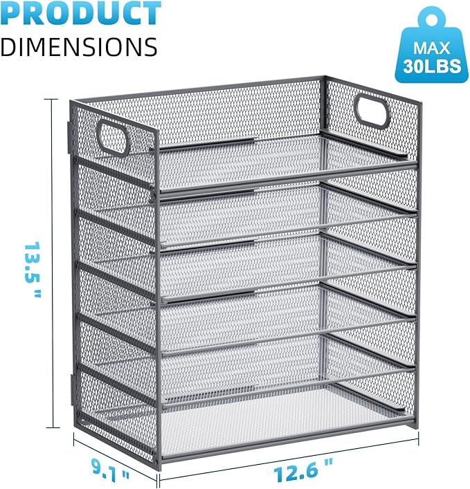 Marbrasse 6 Tier Paper Organizer Letter Tray - Image 3