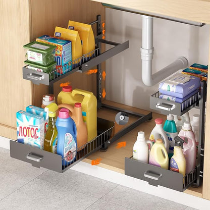 Under Sink Organizer, 2 Tier Slide Out Kitchen Cabinet Organizers by LIAISIMI