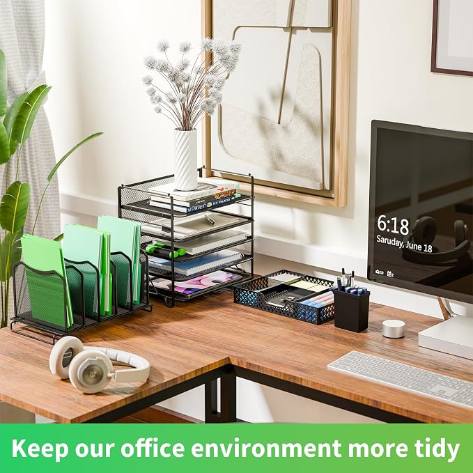 Simple Trending 5 Tier Mesh Desk File Organizer, Paper Letter Tray File Holder - Image 4