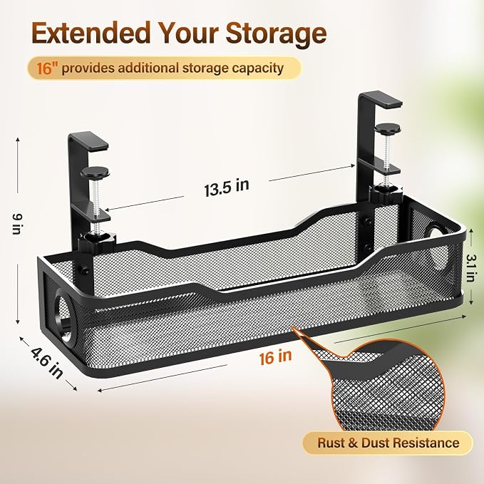 Under Desk Cable Management Large, Cinati 16" Cable Management Box - Image 6
