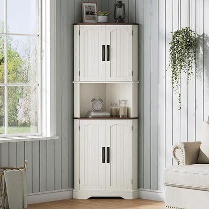 Maupvit Tall Corner Cabinet, Farmhouse Corner Storage Cabinet by MaupvitFurniture
