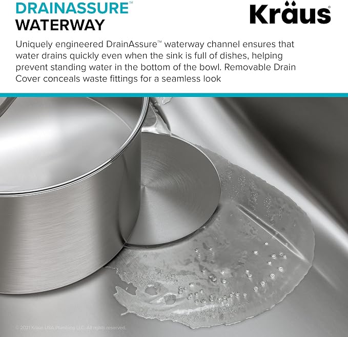 KRAUS Dex 17-Inch Undermount Single Bowl TRU16 Gauge Stainless Steel Kitchen - Image 5