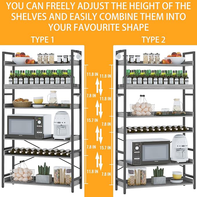 HCHQHS Bookshelf, Adjustable Industrial Bookcase, Vertical Tall Book Shelf - Image 4