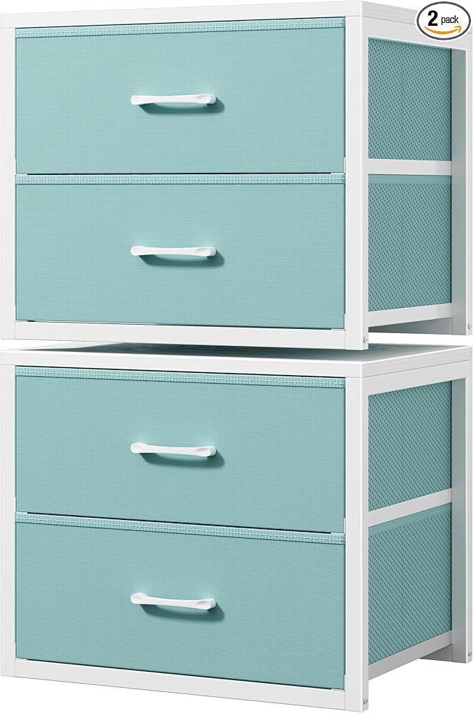BOLUO Stackable Storage Drawers Closet Organizers and Storage Fabric Blue 2 by BOLUO