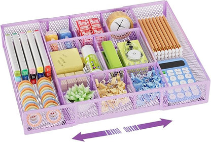 Marbrasse Expandable Desk Drawer Organizer, Mesh Drawer Organizer Tray by Marbrasse