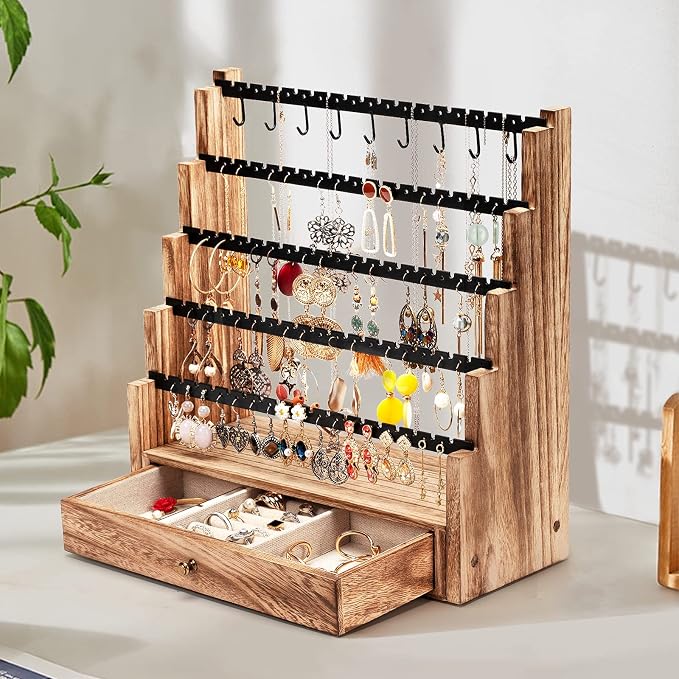 Pinzoveco Earring Organizer, 5 Layer Earring Holder Organizer - Image 2