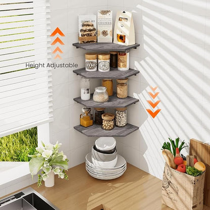 Corner Shelf Wall Mount, Wall Shelf Organizer, Wood Hanging Storage Shelving - Image 7