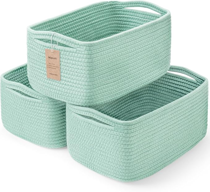 3-Pack Storage Baskets for Organizing | Woven Shelf Toy Basket | Rope Baskets by MaxuniTechLife