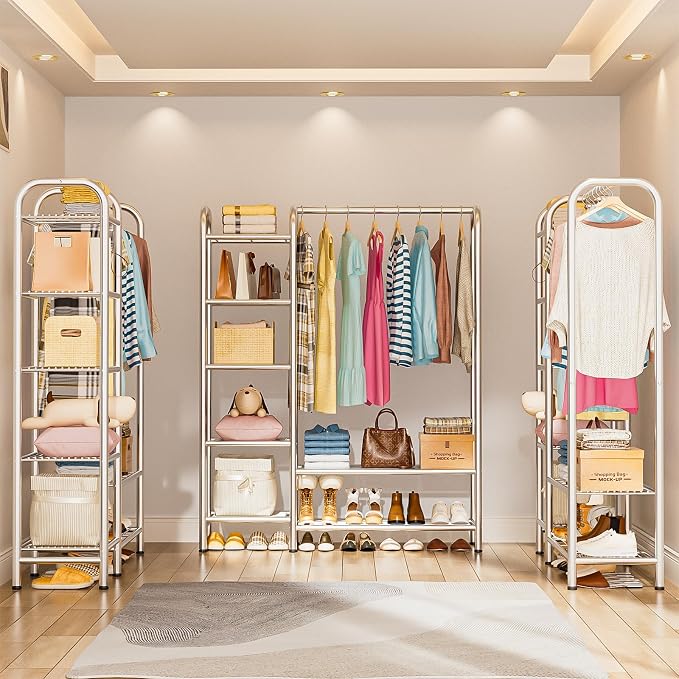 Heavy Duty Clothes Rack with 5 Tiers Shelves, Max Load 670LBS, Portable - Image 9