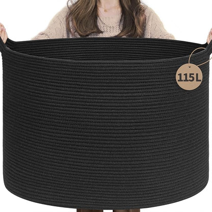 INDRESSME 115L Extra Large Black Blanket Basket, Dog Toy Bin Shoe Baskets Toy by INDRESSME