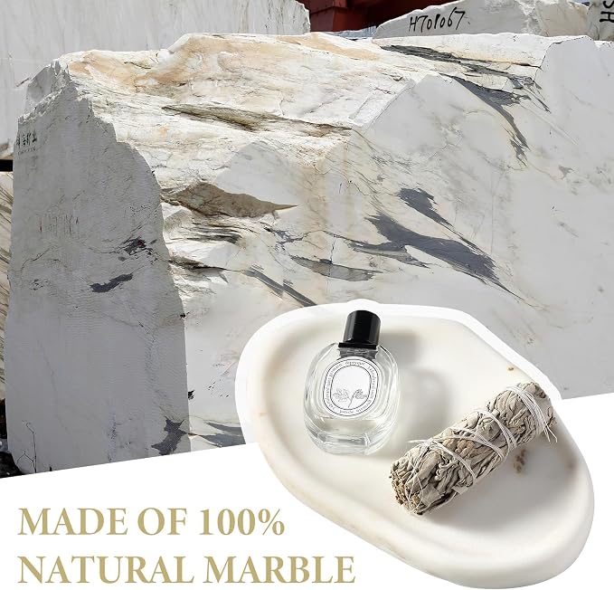 Koville Luxurious White Marble Vanity Tray, Cloud Shape Serving Stone Key Tray - Image 4