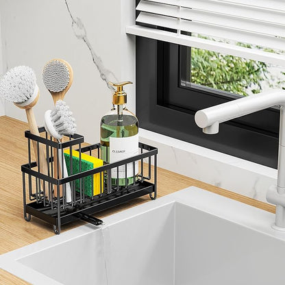 Cisily Black Sponge Holder for Kitchen Sink, Sink Caddy Organizer - Image 7