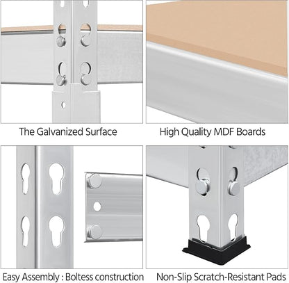 Topeakmart 2 PCS 5-Tier Utility Shelves, Metal Storage Shelves Garage Shelving - Image 4