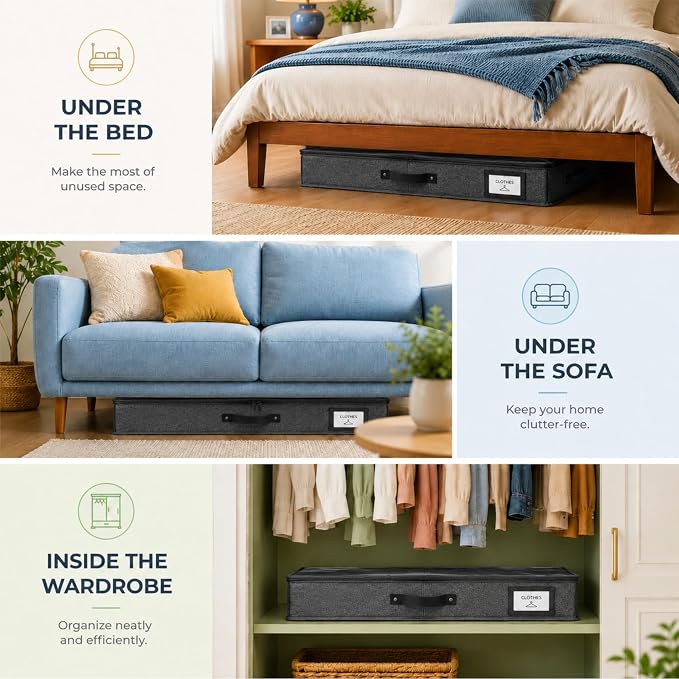 HOMELUX THEORY 2pc Under Bed Storage Containers, Bedroom Under the Bed Drawer - Image 5