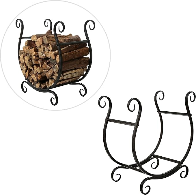 MyGift Black Metal Firewood Rack by MyGiftHome
