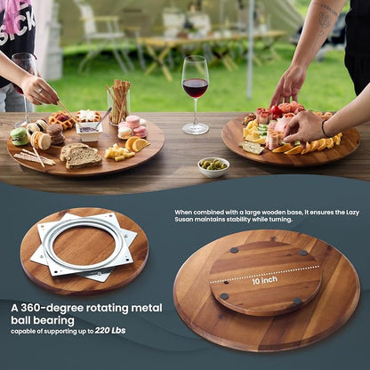 16" Acacia Wood Lazy Susan for Table Top - Image 2