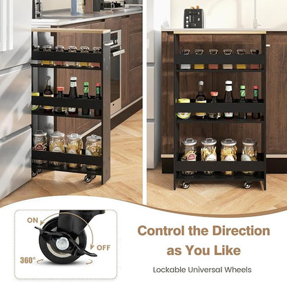 Slim Storage Cart, 4 Tier Rolling Storage Cabinet - Image 6
