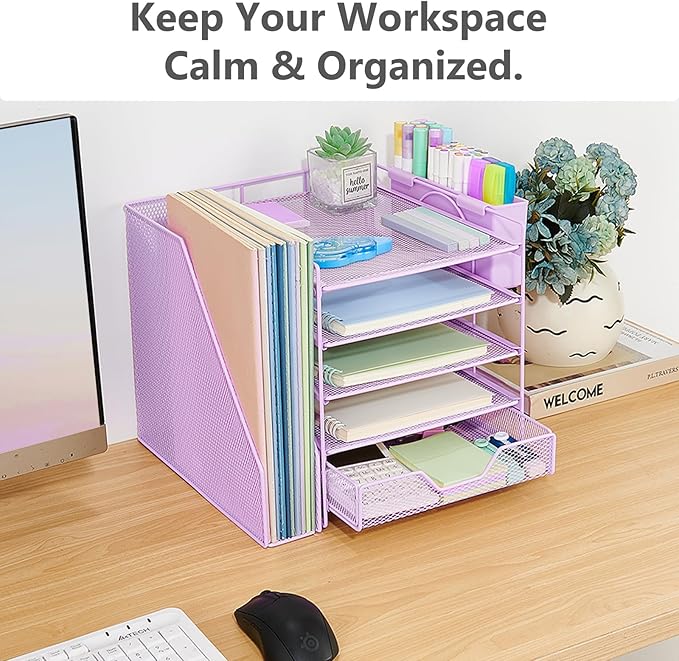 Desk Organizers and Accessories, 5-Tier Paper Letter Tray Organizer - Image 5