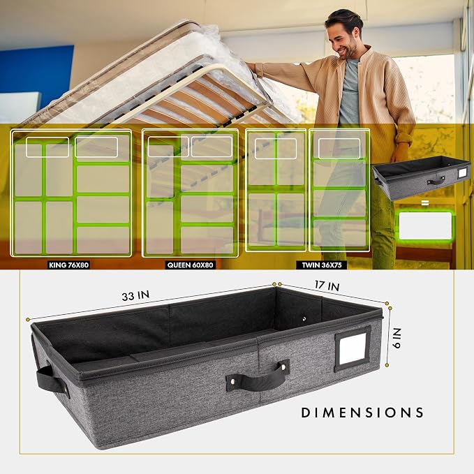 HOMELUX THEORY 2pc Under Bed Storage Containers, Bedroom Under the Bed Drawer - Image 2