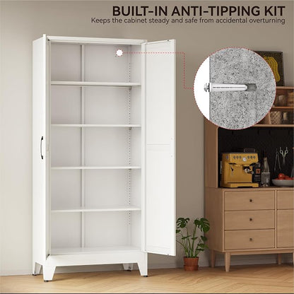 COFaR 71" White Farmhouse Pantry Cabinet - Image 7