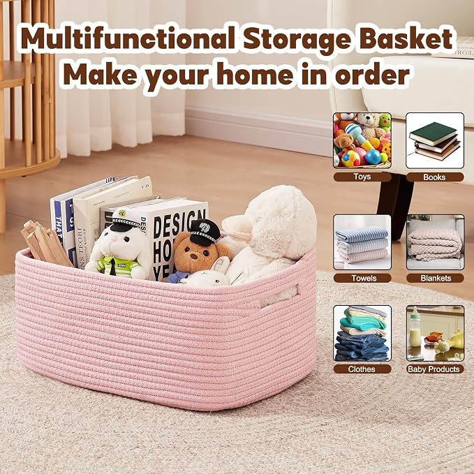 OIAHOMY Storage Basket for Shelves, Closet Cube Storage Bins Baskets for - Image 4