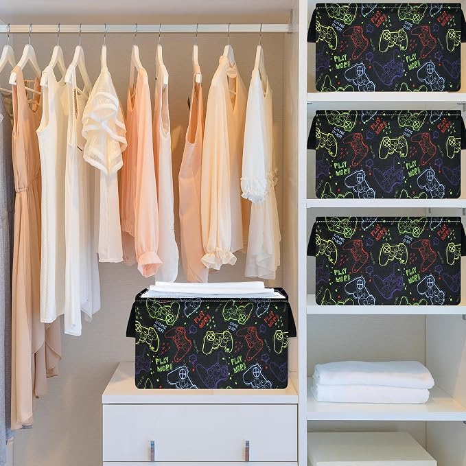 MAIZMZ Game Controller Storage Bin, Waterproof Linen Laundry Basket - Image 8