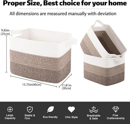 OIAHOMY Woven Storage Basket, Cotton Rope Baskets - Image 3