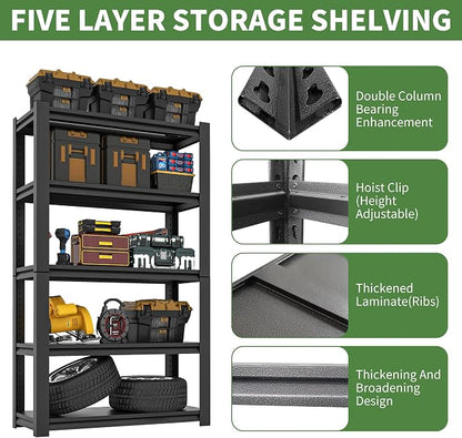 72" H Garage Shelving, Garage Shelves Heavy Duty, 5 Tier Adjustable Garage - Image 4