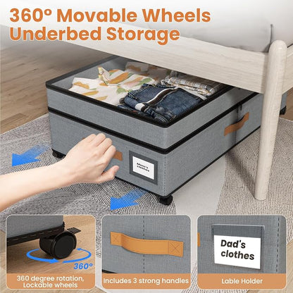 Under Bed Storage with Wheels, 72L XXL Under the Bed Storage Containers Large - Image 3