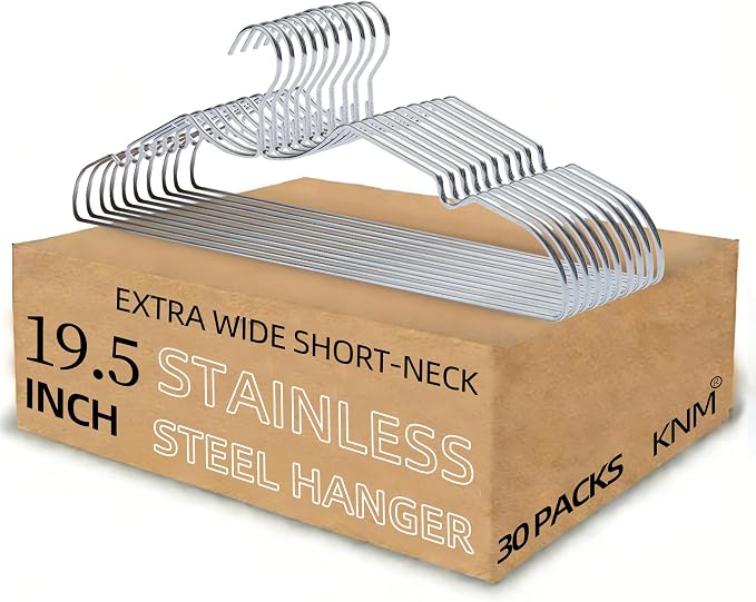 King Mills Short Neck Hangers for Clothes, 20in Heavy Duty Stainless Steel by KingMillsCalifornia